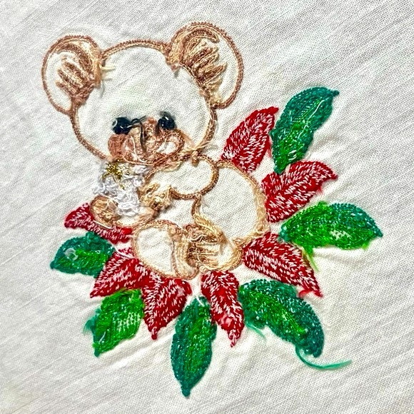 Embroidered Christmas Garland Mr&Mrs Claus Mouse Holly Hand Fingertip Towel Set - Picture 12 of 16
